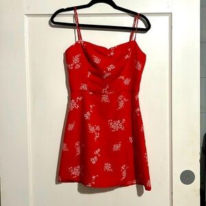 Reformation Red and White Floral Mini Dress Size 6